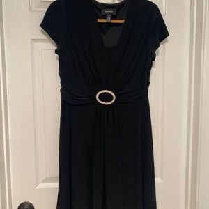 R & M Richards Blue Sheath Midi Dress V-Neck Short Sleeve